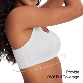 Seamless Bras Spaghetti Strap Pull On Bralette for Women Wireless Comfortable Breathable Smooth Everyday Sleep Bras White S