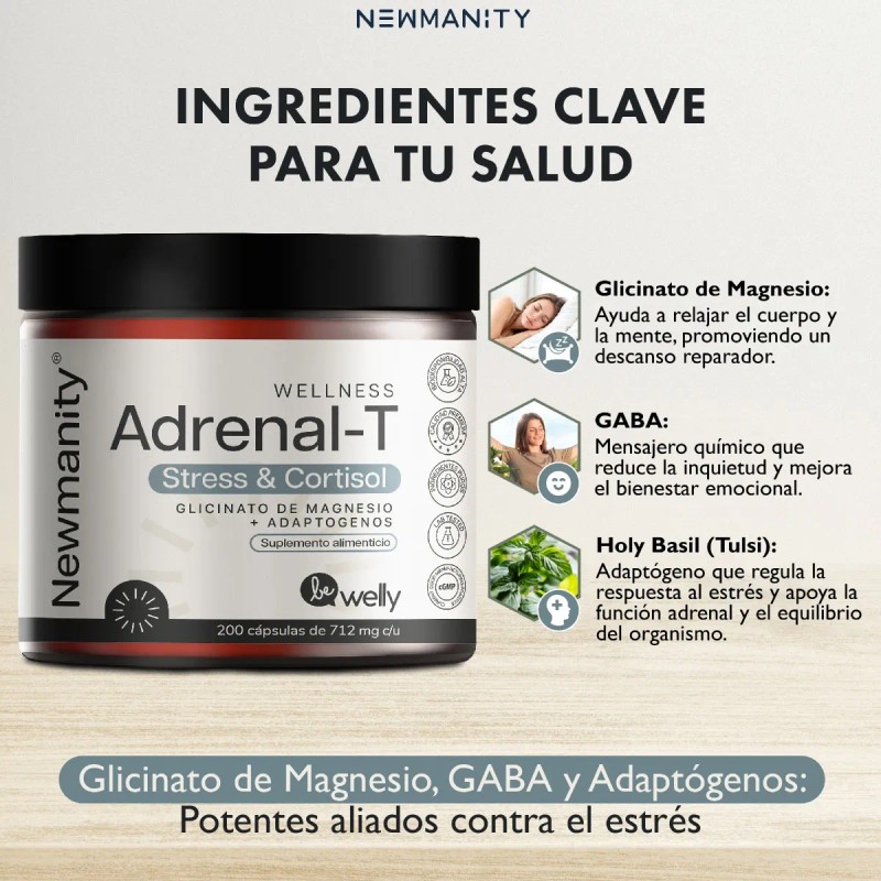 Adrenal-t Manejo De Stress Y Cortisol Magnesio Y Adaptogenos Sin