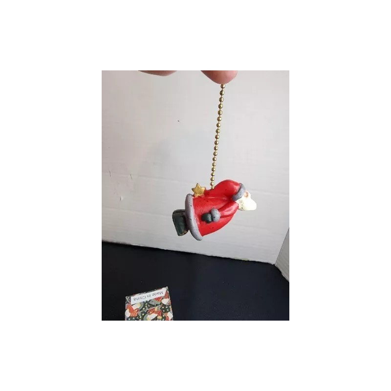 Polystone Folk Santa Figure Polystone Folk Fan Light Chain Pull