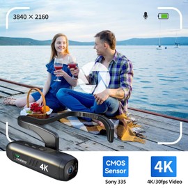 CAMMHD 4K Camcorder, Anti-Shake Helmet Action Camera with 6-Axis Gimbal Stabilizer, Wi-Fi APP Control, Head Wearable Video Camera Recorder for Vlogging Travel Sports (32GB Memory)