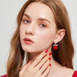 Christmas Earrings Womens Gifts for Christmas Bow Earrings Rhinestone Pearl Bow Earrings for Women Trendy Stuff Christmas Jewelry Stocking Stuffers Christmas Gifts 2024