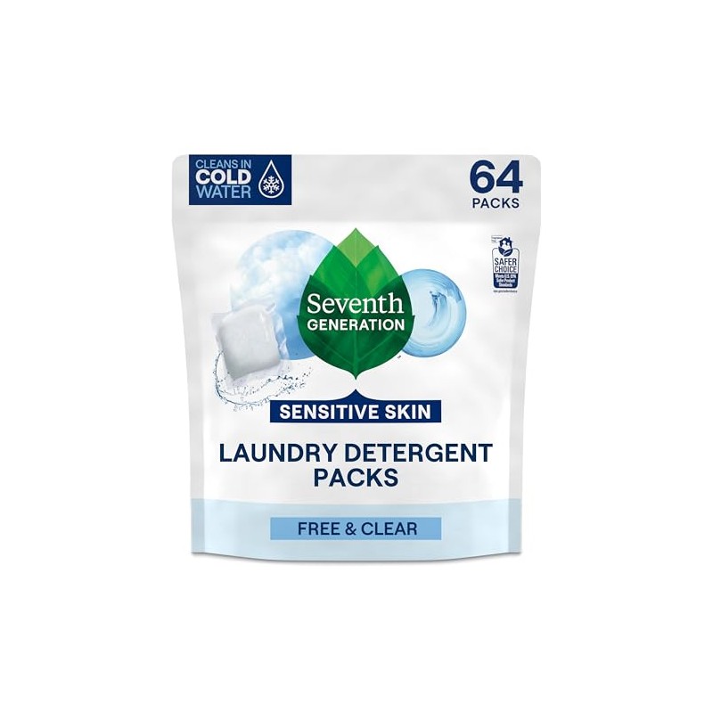 Seventh Generation Laundry Detergent Packs, Free & Clear, Made for