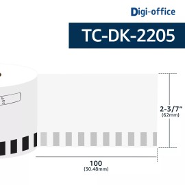 For Brother 5Rolls 2.4"x100' Continuous Paper Tape DK-2205 for Brother QL Label Printer