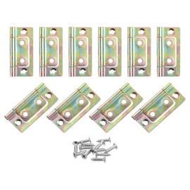 sourcing map 10Pcs 2x1 Inch Door Hinges Non-Mortise No Noise Bifold Door Hinges Plating for Cabinet Furniture Window Wardrobe with Screws, Color Zinc