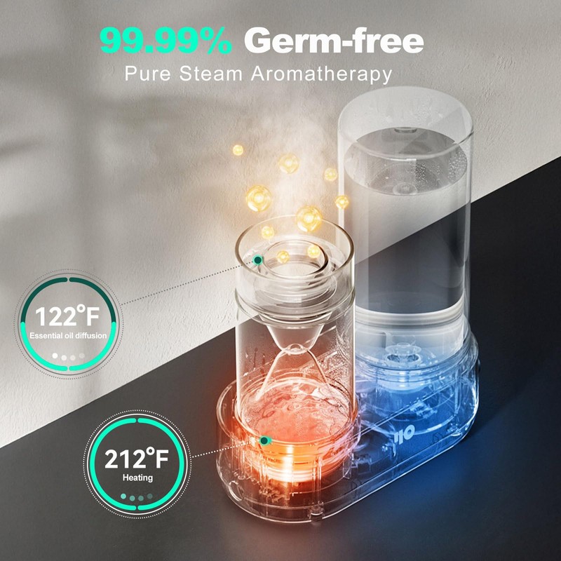 Y&O Y&O Glass Essential Oil Diffuser, 1600ml Steam Aromatherapy Diffuser