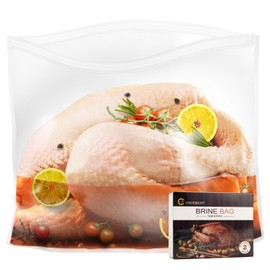 Brining Bags for Turkey, 3 Packs Extra Large Turkey Brine Bag with 3 Cotton Strings, Thickened Brine Bags with Double Zip-lock Seal for Turkey, Chicken Marinade, 26"×22" Hold up to 35LB by JY COOKMENT