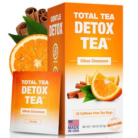 Total Tea SIimming Detox Tea Caffeine Free - 25 Day Detox - Herbal Tea with Chamomile, Hibiscus Tea & Ginger Root for Colon Cleanse – Natural Citrus & Cinnamon Herbal Tea for Digestive Health