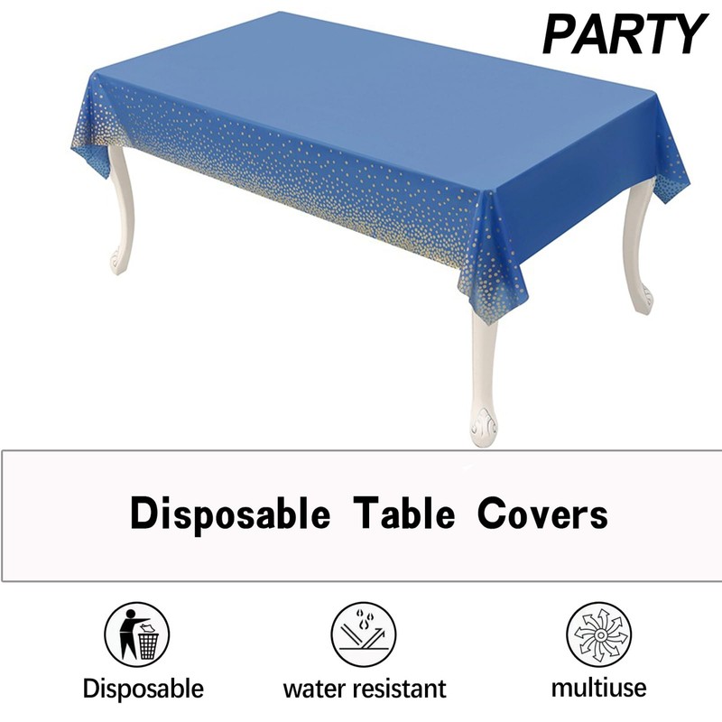 5 Pack Disposable Plastic Tablecloth,137x274cm Gold Stamping Dot Rectangular Table