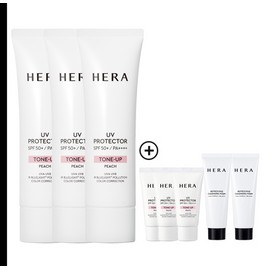 HERA [SAVE $60 BUNDLE SET] HERA Uv Protector Tone-Up 50ml*3+ Tone-Up 15ml*3+Cleansing Foam 50g*2