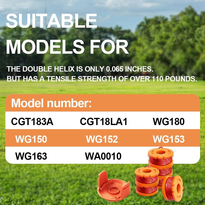 5 PCS Worx Strimmer Spool Replacement for WG151/WG163E Series/WA0004-0.065" (1.65mm)