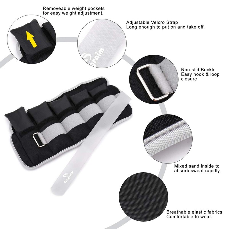 Fragraim Adjustable Ankle Weights 1-10 LBS Pair with Removable Weight