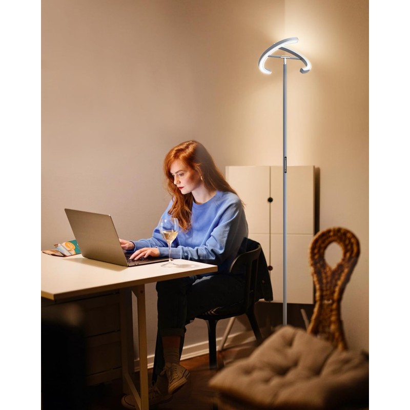 SIBRILLE Silver Floor Lamps for Living Room, Stepless Dimmable Standing