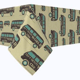 Fabric Textile Products, Inc. Rectangular Tablecloth, 100% Cotton, 52x120, Vintage Lets Travel