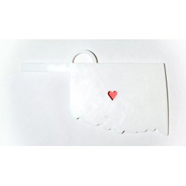 OKLAHOMA STATE OUTLINE OKLAHOMA CITY RED HEART HANGING ORNAMENT USA PR244-OK