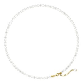 Wnddle Pearl Necklace, Women's Pearl Necklace, Pearl Necklace Women's 3/6 mm, Women's White Pearl Necklaces, Imitation Pearl Bridal Wedding Pearl White, White Pearl Necklace for Women and Girls Gifts,