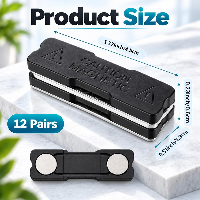 YUXIANLB 12 Pack Magnetic Name Badge Holders (Style 3, Black,