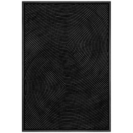 SIGNWIN Framed Canvas Print Wall Art Geometric Dark Black 3D Wave Landscape Abstract Shapes Illustrations Minimalism Contemporary Nordic Decorative for Living Room, Bedroom, Office - 16"x24" Black