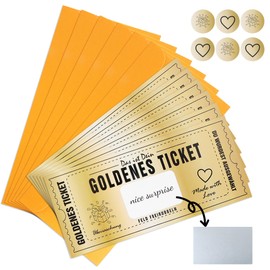 YiliYa Birthday Card Golden Ticket with Envelope, Voucher to Fill Yourself with Scratch Sticker, Golden Ticket Gifts for Women, Birthday Card, Cinema Voucher, Travel Voucher
