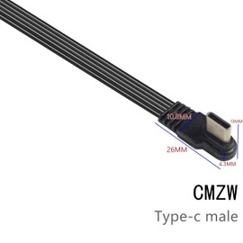 STUPDOLERI 90 Degree USB C to USB C Cable,Right Angle USB C 2.0 Flat Data Cable Type C Male to Male Charging Short Cord for Phones, Laptop, Car Chargers (CMZW-CMZW, 1.64FT/50CM)