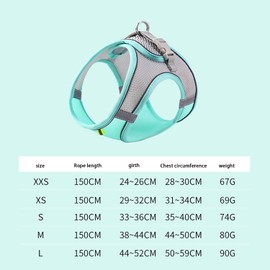 Cat Harness and Lead Set, Breathable Cat Leash with 1.5m/4.9 Ft Traction Rope, Adjustable Escape Proof Soft Cat Vest Harness with Reflective Strip for Walking, Jogging, Outdoor Activity (M)