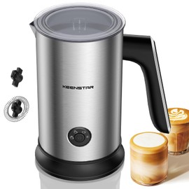 Keenstar Electric Milk Frother, Automatic Milk Steamer Warm or Cold Foam Maker for Coffee, Cappuccino, Latte, Stainless Steel Milk Warmer with Temperature Controls