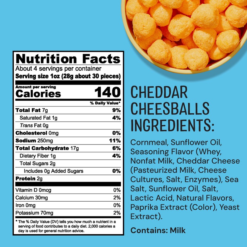 The Good Crisp Company Cheddar Cheese Balls, 4 Oz Bags