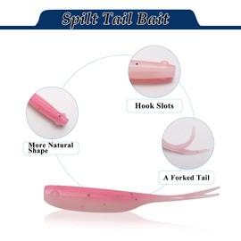 Dovesun Crappie Lures Kit, Fishing Soft Plastic Lures Crappie Walleye Trout Bass Fishing Baits Spilt Tail Bait 60Pcs with Tackle Box