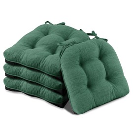 Basic Beyond Chair Cushions for Dining Chairs 4 Pack, Memory Foam Chair Cushion with Ties and Non Slip Backing, 15.5 x 15.5 inches Tufted Chair Pads for Dining Chairs(Forest Green)