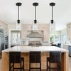 KLSS Black Pendant Lights Kitchen Island - Clear Glass Pendant