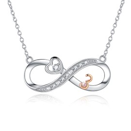 URMWMOO 925 Sterling Silver Lucky Number Necklace Infinity Love Heart Pendant Necklaces Jewelry 3 Years Birthday Wedding Graduation Gifts for Her