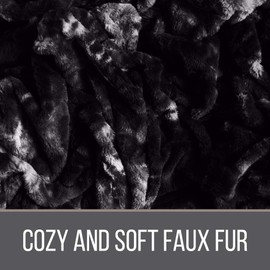 The Connecticut Home Company Faux Fur with Sherpa Reversible Throw Blanket, Many Colors, Super Soft, Large Plush Luxury Blankets, Warm, Washable Throws for Couch or Bed, 65x50, Black