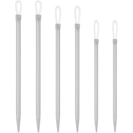 SHUNYUNG Nylon Thread Rope Threader, 6 Pieces Silver Wire Needles, Large-Eyed Yarn Threading Tools