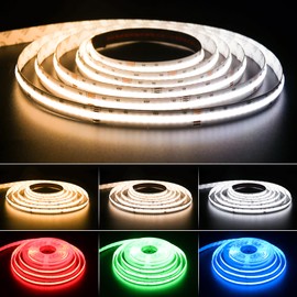 PAUTIX COB LED Strip Light,RGB+WW/CW 20ft/6.1m,RGB+CCT Tunable Color Temperature 2700K-6500K,UL Listed DC24V Color Changing Tape Lights for DIY Decoration(Power Supply & Controller Not Included)