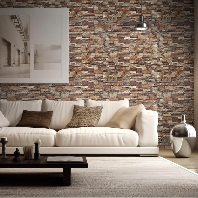 Yutianli 10PSC 3D Wall Panels Peel and Stick Faux Brick