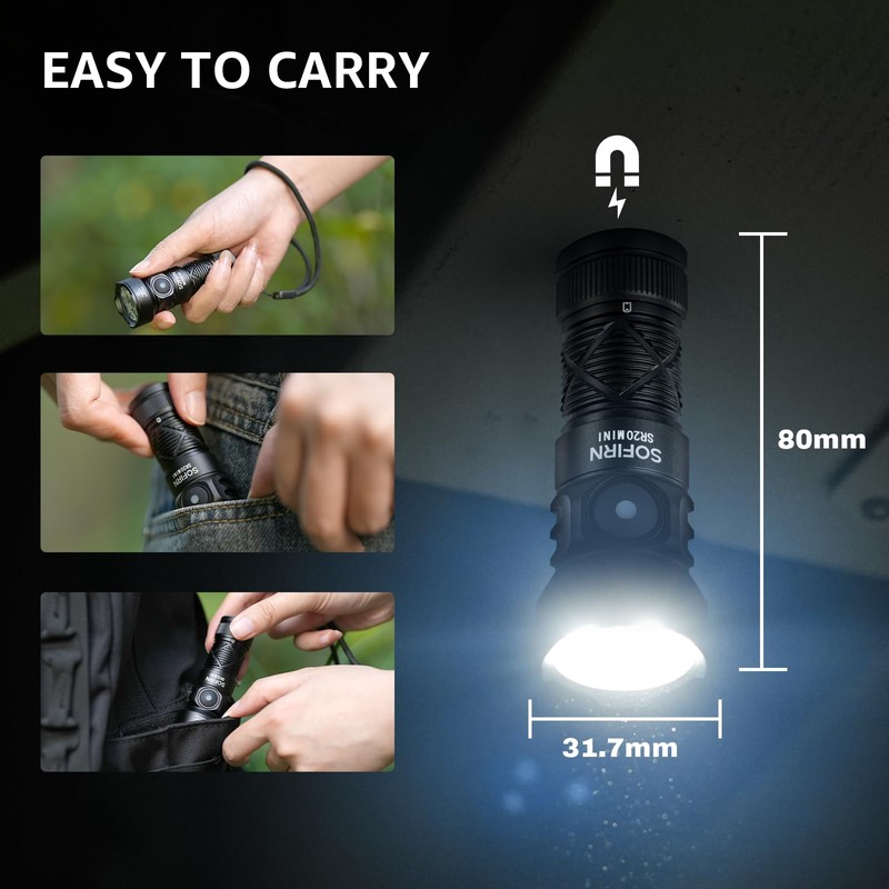 sofirn LED Rechargeable Pocket Red Flashlight, SR20 Mini Flashlight with