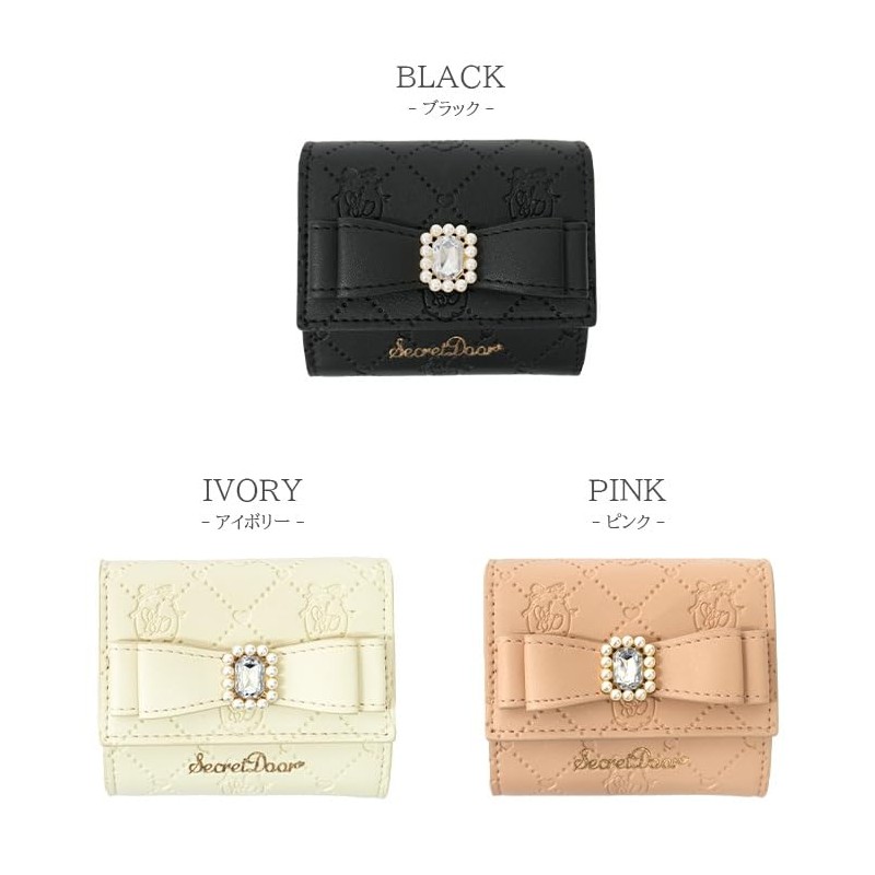 Reborn Company Trifold Wallet Compact Mini Wallet, Women's, Ribbon, Box