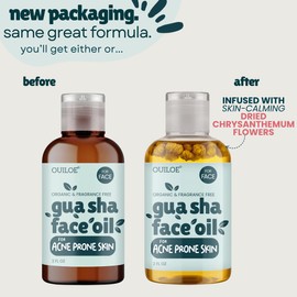 Ouiloe Gua Sha Oil for Acne Prone Skin - Face Oil Gua Sha Massage - Lymphatic Anti Aging Facial Massage Oil - Unscented, Non Comedogenic, Lightweight, Use with Gua Sha Facial Tools, 2 oz