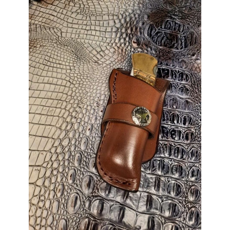 Custom Leather Knife Sheath for Buck 110 Knife, Folding Pocket