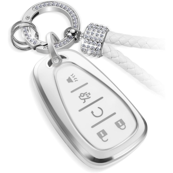 CTRINEWS for Chevy Key Fob Cover with Luxury Diamond Braided