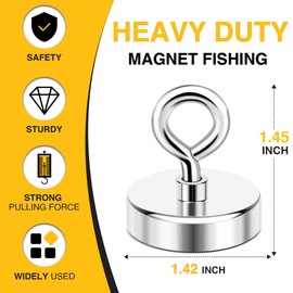 DIYMAG Neodymium Fishing Magnets, 150lbs (68KG) Pulling Force Rare Earth Magnet with Countersunk Hole Eyebolt Diameter 1.42Inch (36mm) for Retrieving in River an Magnetic Fishing