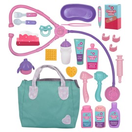 Cuddle Kids: Baby's First Check Up - 15" Doll - Pink & Purple - 20pc Medical & Care Accessories, Hard Body, Doctor Hospital Pretend Play Toy, Kids 3+