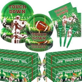 164Pcs Football Party Decorations - Including Football Plates and Napkins, Football Tablelcoth for Kids Fans Tailgate Gameday Football Party Supplies, Serve 40