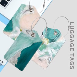 3 Pcs Luggage Tag for Suitcase, Travel Cruise Leather Bag Tags Identifiers Privacy Cover ID Label with Durable Steel Loop for Women Men Kids Girls Travel,Aquamarine