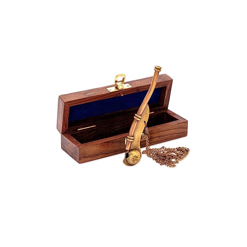 NKlaus 14633 Boatsman Whistle with Chain Antique Brass 12 x