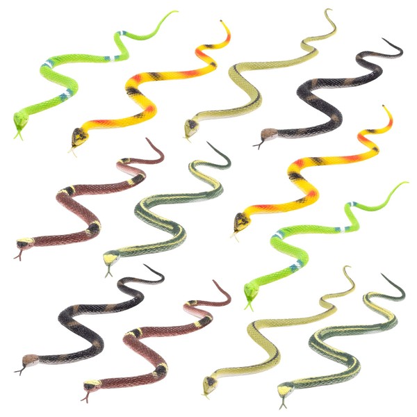 Fun Central 12-Pack Realistic Snakes – 14” Multicolor Snake Toys