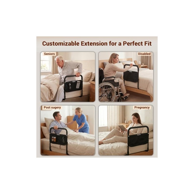 Bed Rails for Elderly Adults, Adjustable Bed Guard & Assist