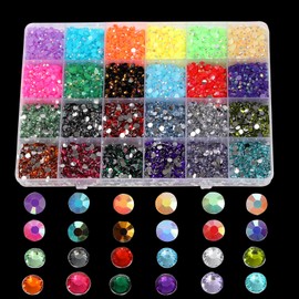 JINPINMAO Nail Art Rhinestones Set, 3mm 4mm 5mm Multi-Color Crystal Gems, 60000 Pieces Total, Professional Manicure Decoration Kit (19200 PCS)