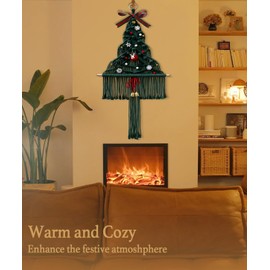 KetosKun Macrame Christmas Tree Wall Hanging Decor – Boho Festive Décor, Unique Handwoven Holiday Tapestry for Home, Door, Nursery, Living Room, Bedroom Decoration