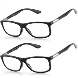 Missfive 2 pack Blue Light Blocking Reading Glasses, Premium Black Frame Readers for Women/Men, Stylish Rectangular Presbyopic Eyewear with Update hinge, 1.5x