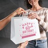 60th Birthday Gift Bag - White Paper with Rope Handles